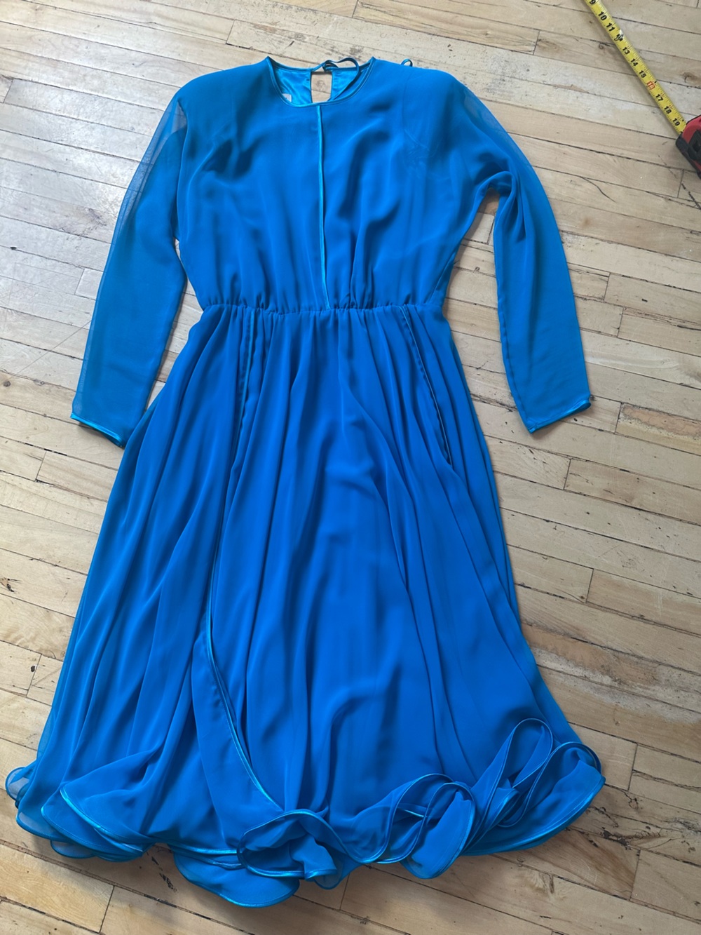Wayne Clark Teal Blue Long Sleeve Maxi Dress - Picture 6 of 12